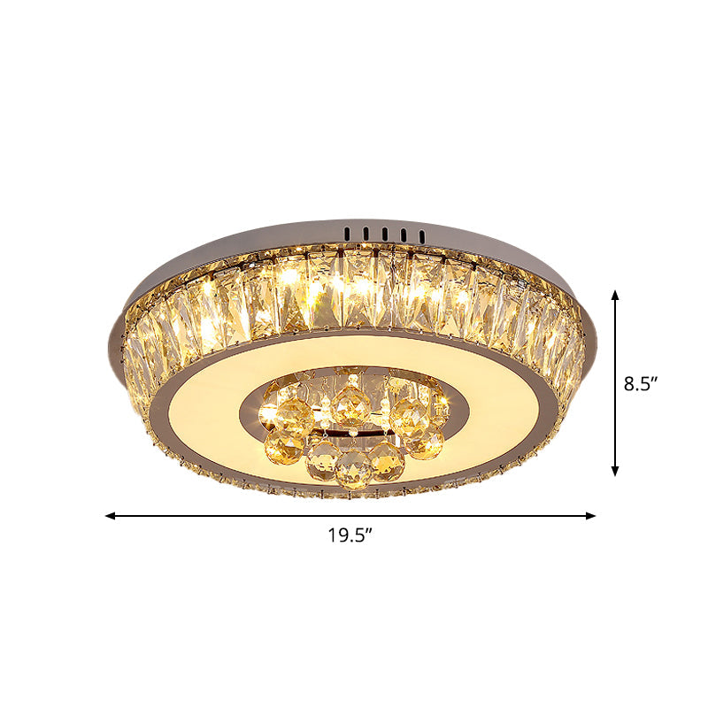 Crystal Block Round Flush Lamp Simplicity LED Ceiling Mount Light in Chrome for Living Room Clearhalo 'Ceiling Lights' 'Close To Ceiling Lights' 'Close to ceiling' 'Flush mount' Lighting' 1723482