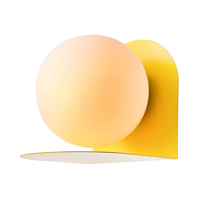 White Globe Wall Light Nordic Style Frosted Glass Sconce Light for Study Room Child Bedroom Clearhalo 'Wall Lamps & Sconces' 'Wall Lights' Lighting' 172357