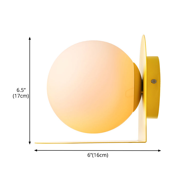 White Globe Wall Light Nordic Style Frosted Glass Sconce Light for Study Room Child Bedroom Clearhalo 'Wall Lamps & Sconces' 'Wall Lights' Lighting' 172359