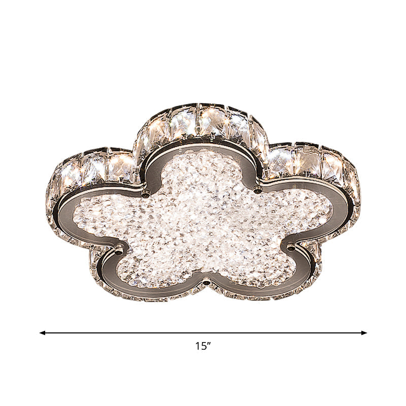 Simple Flower Ceiling Lighting Crystal Block LED Corridor Flush Mount Lamp in Stainless-Steel, Warm/White Light Clearhalo 'Ceiling Lights' 'Close To Ceiling Lights' 'Close to ceiling' 'Flush mount' Lighting' 1723590