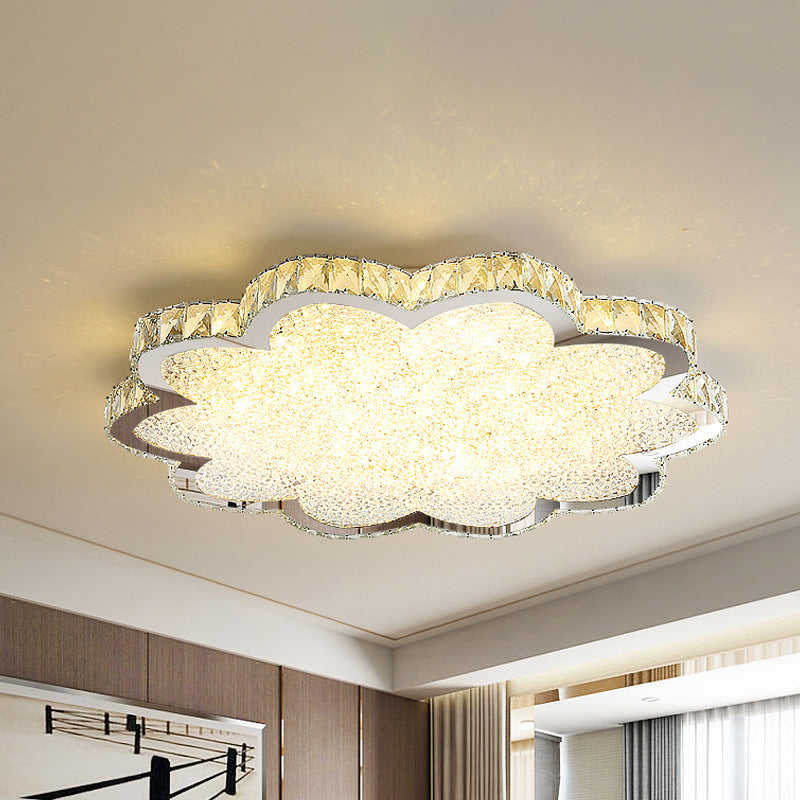 Bloom Clear Crystal Flush Light Fixture Minimalist LED Stainless-Steel Ceiling Mount Fixture Clearhalo 'Ceiling Lights' 'Close To Ceiling Lights' 'Close to ceiling' 'Flush mount' Lighting' 1723592