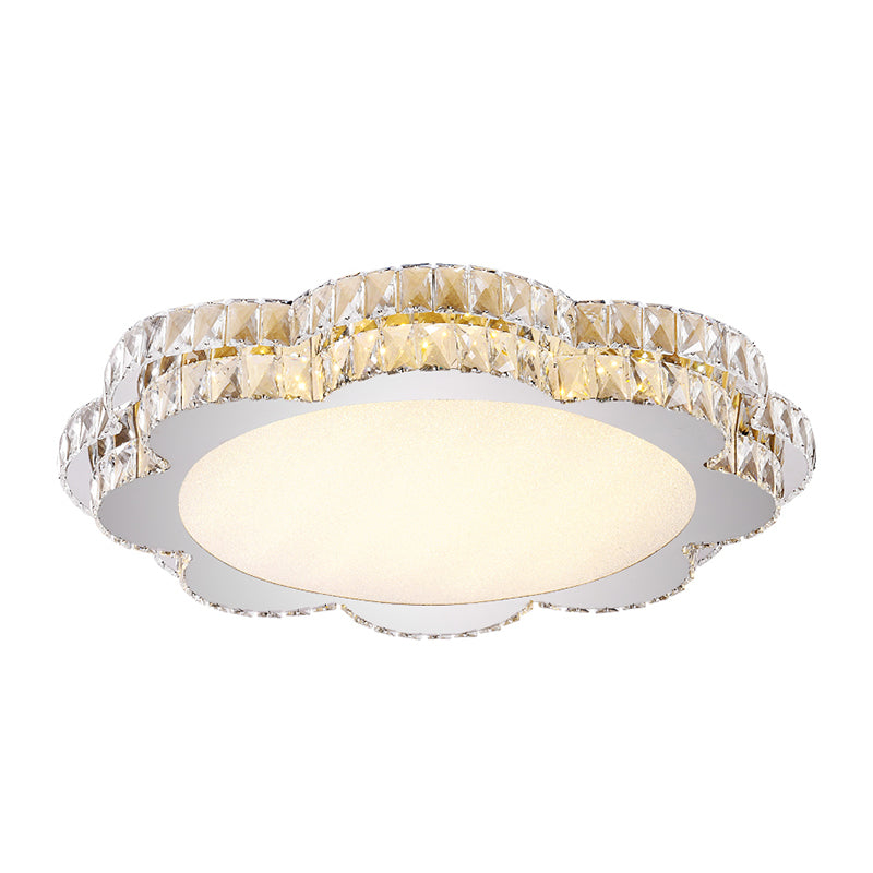 Clear Crystal Flower/Octagon Flushmount Minimalism LED Stainless-Steel Close to Ceiling Lamp Clearhalo 'Ceiling Lights' 'Close To Ceiling Lights' 'Close to ceiling' 'Flush mount' Lighting' 1723597