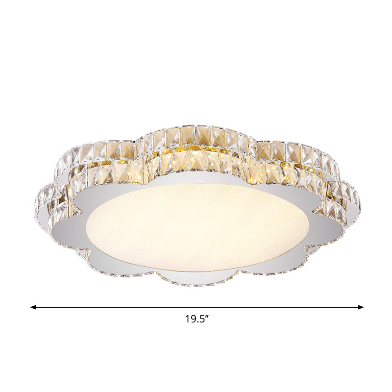 Clear Crystal Flower/Octagon Flushmount Minimalism LED Stainless-Steel Close to Ceiling Lamp Clearhalo 'Ceiling Lights' 'Close To Ceiling Lights' 'Close to ceiling' 'Flush mount' Lighting' 1723598