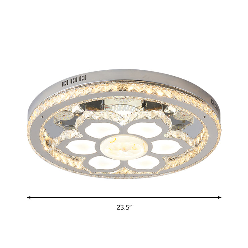 Lotus Flush Mount Lamp Fixture Simple Faceted Crystal LED Stainless-Steel Close to Ceiling Lighting Clearhalo 'Ceiling Lights' 'Close To Ceiling Lights' 'Close to ceiling' 'Flush mount' Lighting' 1723611
