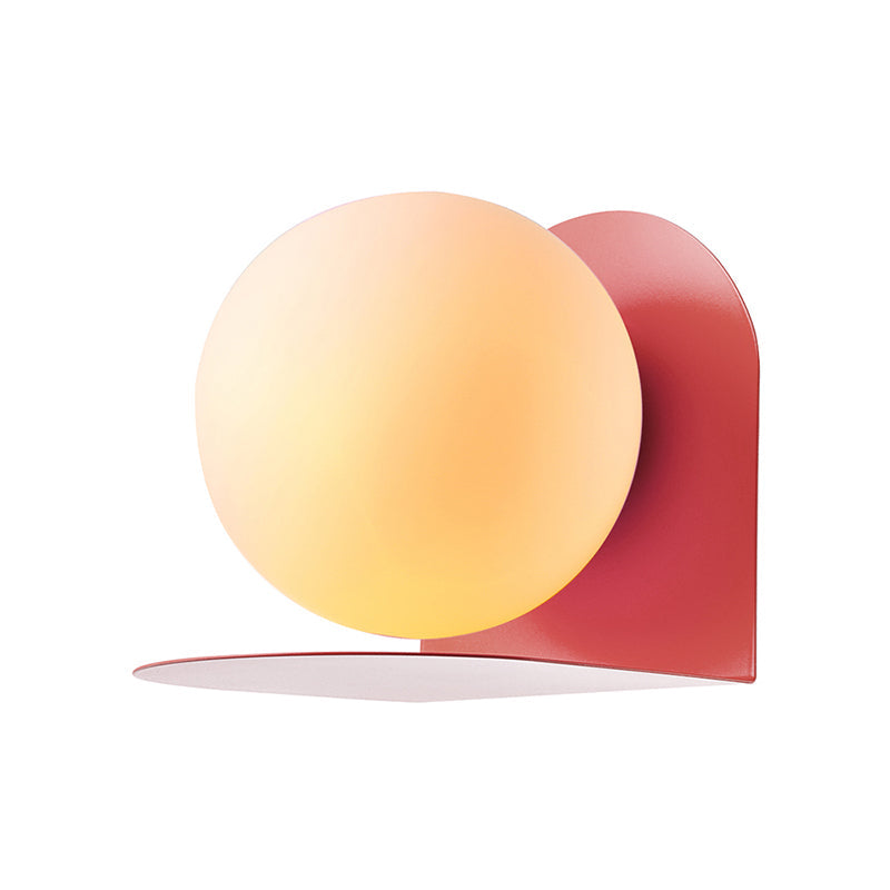 White Globe Wall Light Nordic Style Frosted Glass Sconce Light for Study Room Child Bedroom Clearhalo 'Wall Lamps & Sconces' 'Wall Lights' Lighting' 172363