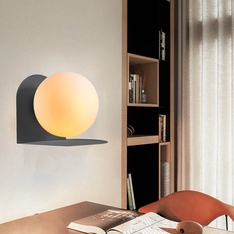 White Globe Wall Light Nordic Style Frosted Glass Sconce Light for Study Room Child Bedroom Grey 6" Clearhalo 'Wall Lamps & Sconces' 'Wall Lights' Lighting' 172364