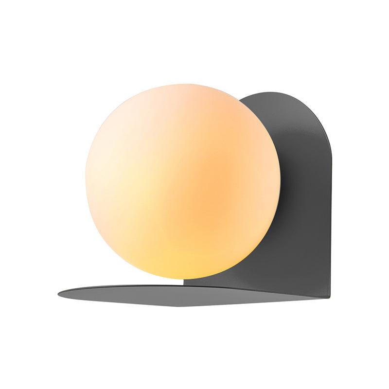 White Globe Wall Light Nordic Style Frosted Glass Sconce Light for Study Room Child Bedroom Clearhalo 'Wall Lamps & Sconces' 'Wall Lights' Lighting' 172365