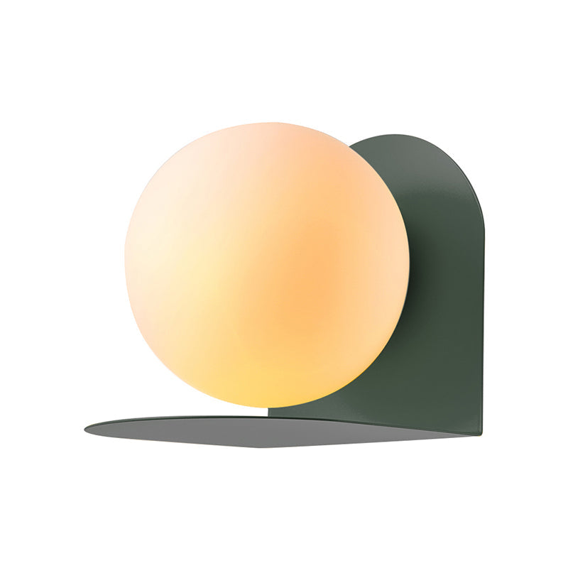 White Globe Wall Light Nordic Style Frosted Glass Sconce Light for Study Room Child Bedroom Clearhalo 'Wall Lamps & Sconces' 'Wall Lights' Lighting' 172368