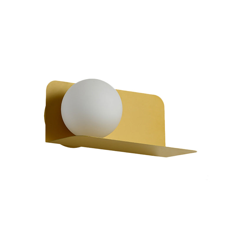 White Globe Wall Light Nordic Style Frosted Glass Sconce Light for Study Room Child Bedroom Clearhalo 'Wall Lamps & Sconces' 'Wall Lights' Lighting' 172370