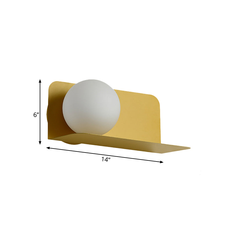 White Globe Wall Light Nordic Style Frosted Glass Sconce Light for Study Room Child Bedroom Clearhalo 'Wall Lamps & Sconces' 'Wall Lights' Lighting' 172371
