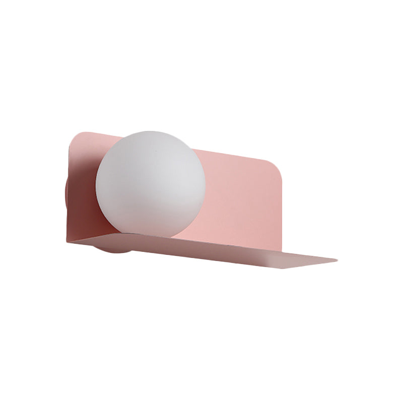 White Globe Wall Light Nordic Style Frosted Glass Sconce Light for Study Room Child Bedroom Clearhalo 'Wall Lamps & Sconces' 'Wall Lights' Lighting' 172373