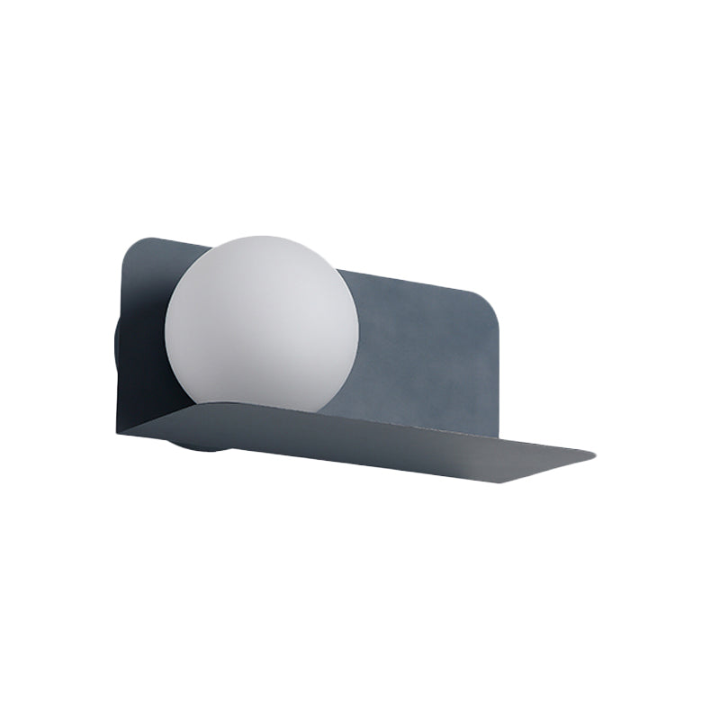 White Globe Wall Light Nordic Style Frosted Glass Sconce Light for Study Room Child Bedroom Clearhalo 'Wall Lamps & Sconces' 'Wall Lights' Lighting' 172375