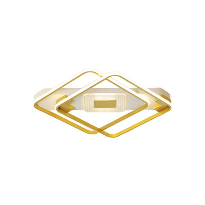 Minimal Square Flush Mount Fixture Acrylic Living Room LED Close to Ceiling Lamp in Gold, 16.5"/20.5" W Clearhalo 'Ceiling Lights' 'Close To Ceiling Lights' 'Close to ceiling' 'Flush mount' Lighting' 1723897