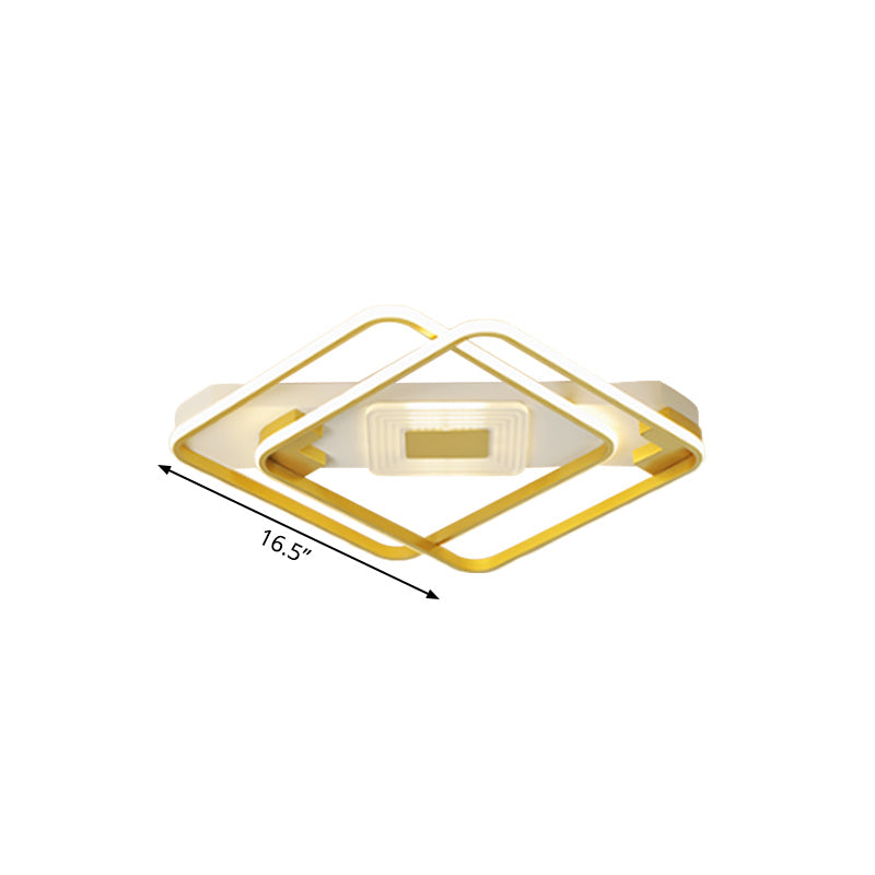 Minimal Square Flush Mount Fixture Acrylic Living Room LED Close to Ceiling Lamp in Gold, 16.5"/20.5" W Clearhalo 'Ceiling Lights' 'Close To Ceiling Lights' 'Close to ceiling' 'Flush mount' Lighting' 1723899