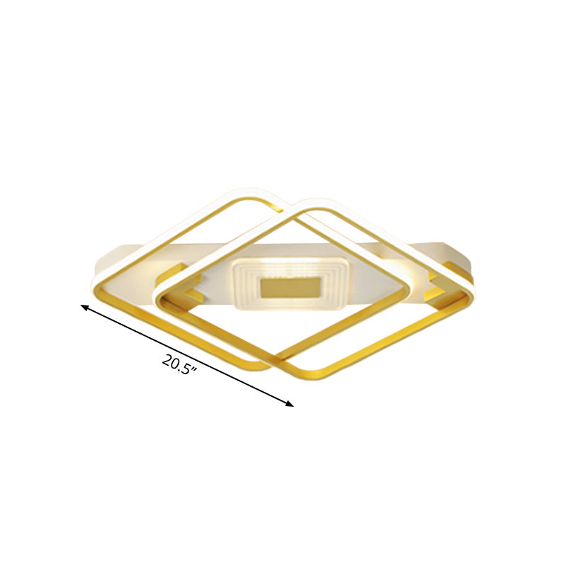Minimal Square Flush Mount Fixture Acrylic Living Room LED Close to Ceiling Lamp in Gold, 16.5"/20.5" W Clearhalo 'Ceiling Lights' 'Close To Ceiling Lights' 'Close to ceiling' 'Flush mount' Lighting' 1723900