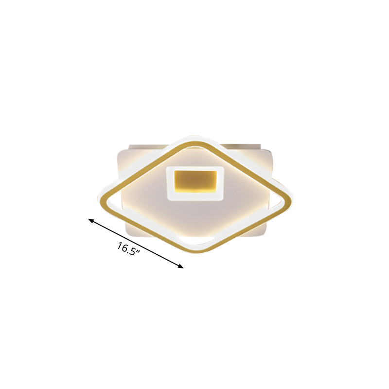 Simple Squared Flush Light Fixture Acrylic LED Bedroom Ceiling Lighting in Gold, 16.5"/20.5" W Clearhalo 'Ceiling Lights' 'Close To Ceiling Lights' 'Close to ceiling' 'Flush mount' Lighting' 1723909