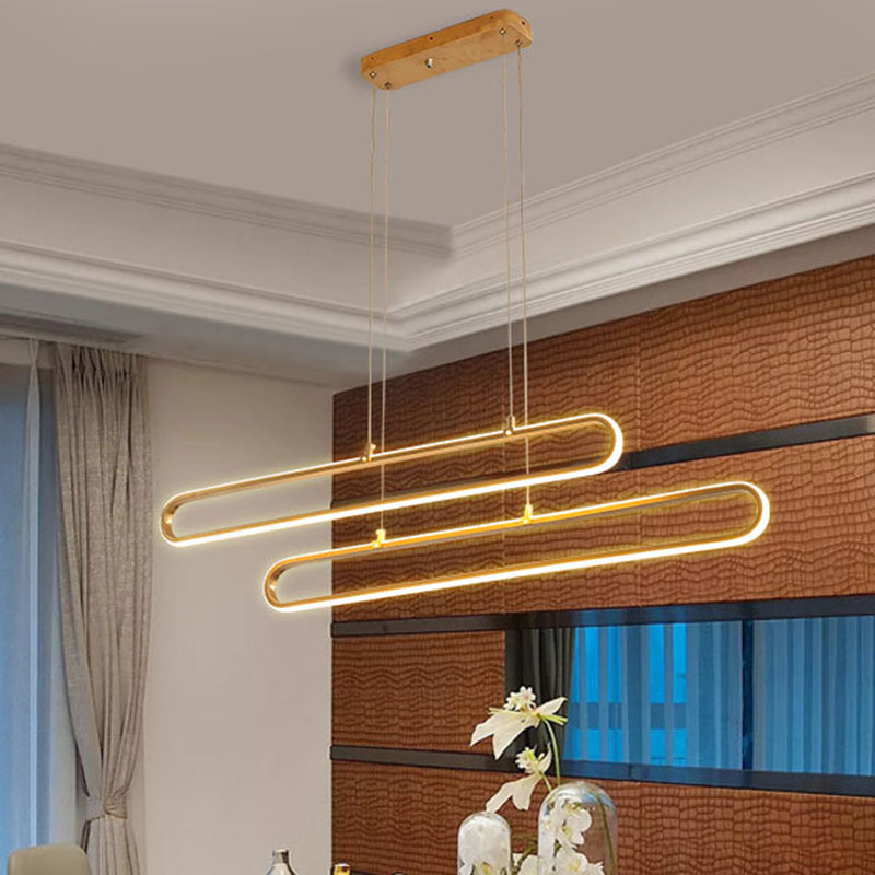 Aluminum Elliptical Island Light Modernity LED Gold Pendant Lighting in Warm/White Light, 39"/47" Long Clearhalo 'Ceiling Lights' 'Island Lights' Lighting' 1724063
