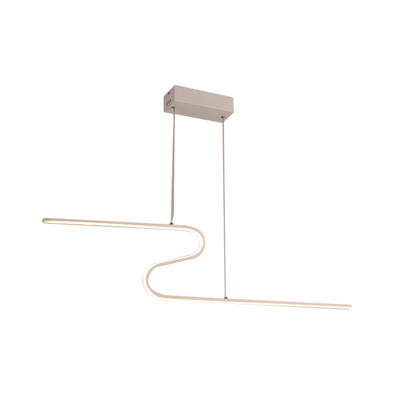 Extended S-Shape Island Pendant Modernism Metal Black/White LED Ceiling Suspension Lamp in Warm/White Light Clearhalo 'Ceiling Lights' 'Island Lights' Lighting' 1724095