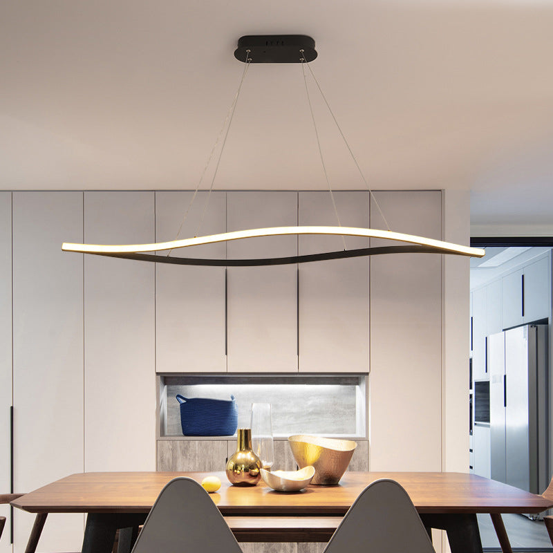 31.5"/39" W Simple LED Island Lamp Black Leaf Frame Ceiling Hang Fixture with Metallic Frame in Warm/White Light Clearhalo 'Ceiling Lights' 'Island Lights' Lighting' 1724102
