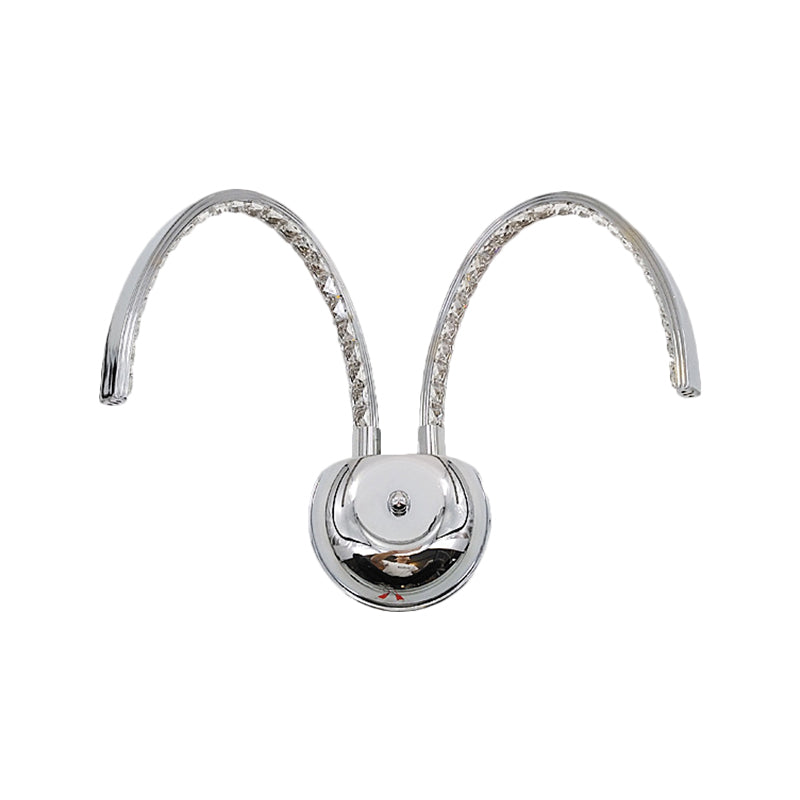 Chrome LED Symmetric Arch Wall Lighting Modernist Metallic Wall Mounted Lamp in Warm/White Light Clearhalo 'Cast Iron' 'Glass' 'Industrial' 'Modern wall lights' 'Modern' 'Tiffany' 'Traditional wall lights' 'Wall Lamps & Sconces' 'Wall Lights' Lighting' 1724208