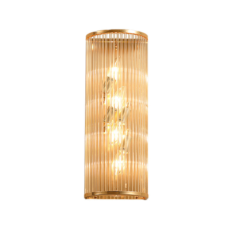 Minimalism Cylinder Wall Mount Lamp Crystal Rod 4 Lights Hallway Wall Sconce Lighting in Gold Clearhalo 'Cast Iron' 'Glass' 'Industrial' 'Modern wall lights' 'Modern' 'Tiffany' 'Traditional wall lights' 'Wall Lamps & Sconces' 'Wall Lights' Lighting' 1724231
