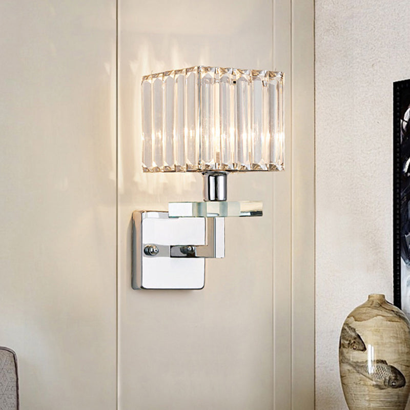 Chrome LED Cuboid Wall Lighting Ideas Contemporary Crystal Prisms Wall Mounted Light Clearhalo 'Cast Iron' 'Glass' 'Industrial' 'Modern wall lights' 'Modern' 'Tiffany' 'Traditional wall lights' 'Wall Lamps & Sconces' 'Wall Lights' Lighting' 1724264
