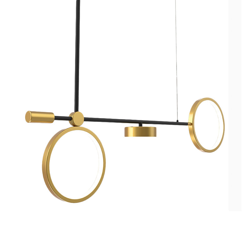 Round Metal Island Lighting Ideas Modernist LED Black-Gold Drop Pendant in Warm/White Light Clearhalo 'Ceiling Lights' 'Island Lights' Lighting' 1724782