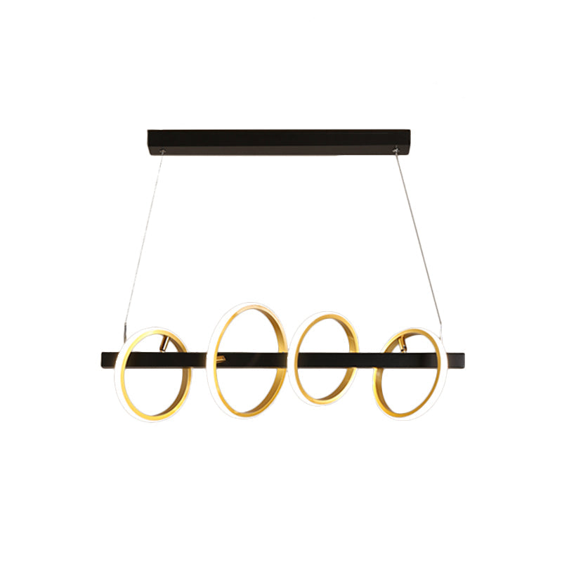Simple Circles Ceiling Pendant Metal 4/5 Heads Dining Room Island Lighting Ideas in Gold, Warm/White Light Clearhalo 'Ceiling Lights' 'Island Lights' Lighting' 1724809