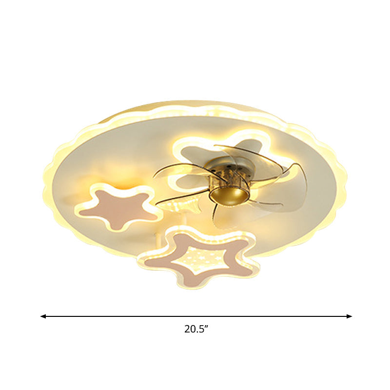 20.5" W Star Pendant Fan Light Nordic Metal LED White Semi Flush Mount with 5 Blades Clearhalo 'Ceiling Fans with Lights' 'Ceiling Fans' 'Kids Ceiling Fans' 'Kids' Lighting' 1724820