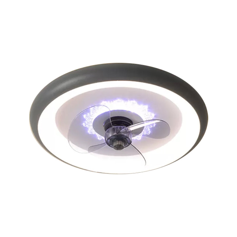 Metal Doughnut Ceiling Fan Lamp Macaron LED Semi Flush Light in Black/Red/Blue with 3-Blade, 19.5" Wide Clearhalo 'Ceiling Fans with Lights' 'Ceiling Fans' 'Kids Ceiling Fans' 'Kids' Lighting' 1724828