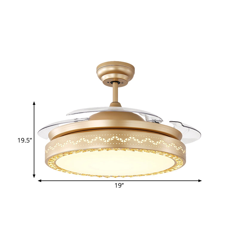 Circular Restaurant Ceiling Fan Lamp Acrylic 19