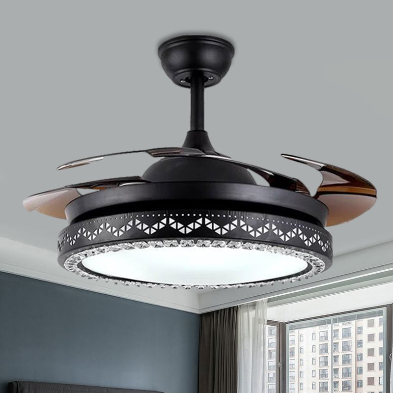 Circular Restaurant Ceiling Fan Lamp Acrylic 19