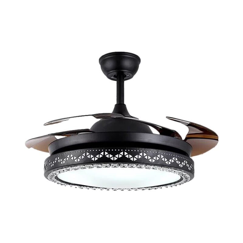 Circular Restaurant Ceiling Fan Lamp Acrylic 19" Wide LED Simple Semi Flush Lighting in Black/Gold Clearhalo 'Ceiling Fans with Lights' 'Ceiling Fans' 'Modern Ceiling Fans' 'Modern' Lighting' 1724885