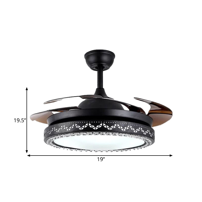 Circular Restaurant Ceiling Fan Lamp Acrylic 19