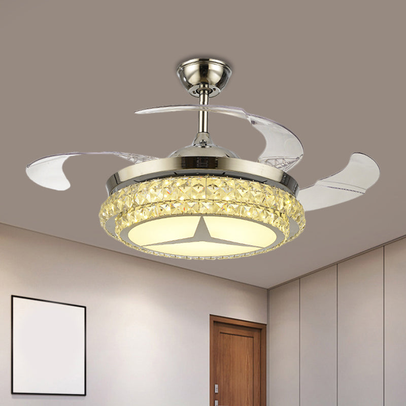 Crystal Block Round Ceiling Fan Lamp Simple 19