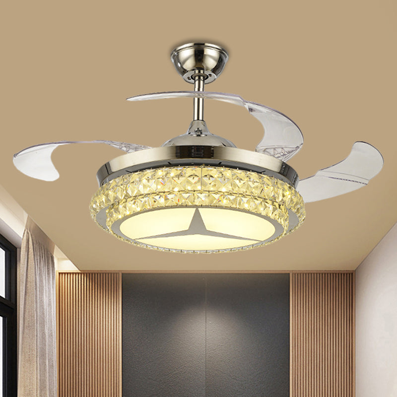 Crystal Block Round Ceiling Fan Lamp Simple 19