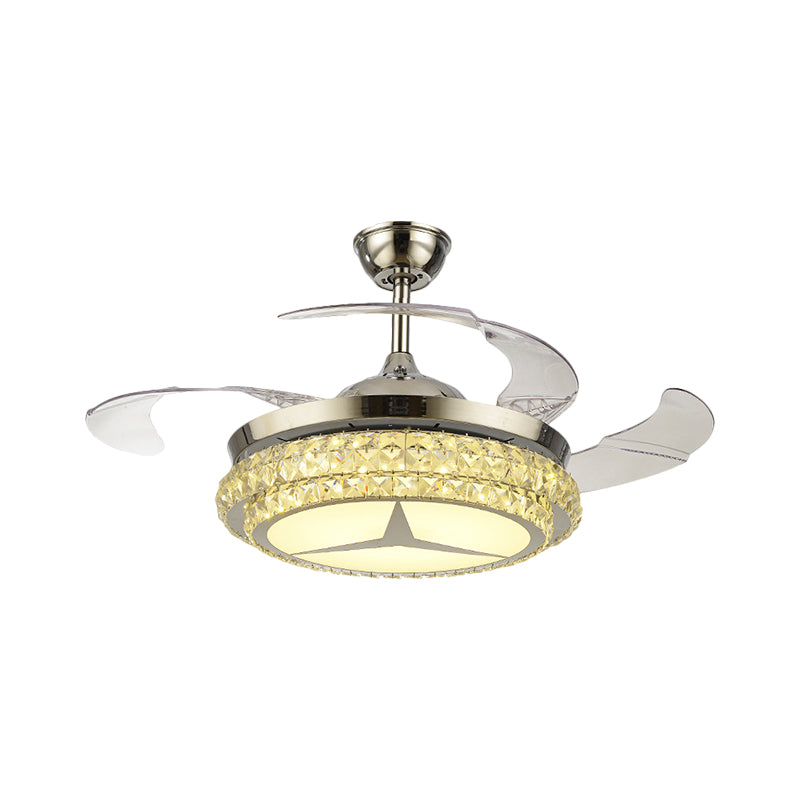 Crystal Block Round Ceiling Fan Lamp Simple 19