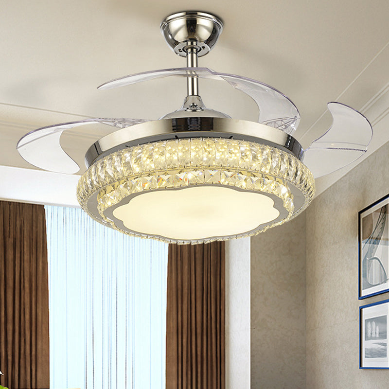 Crystal Block Round Ceiling Fan Lamp Simple 19