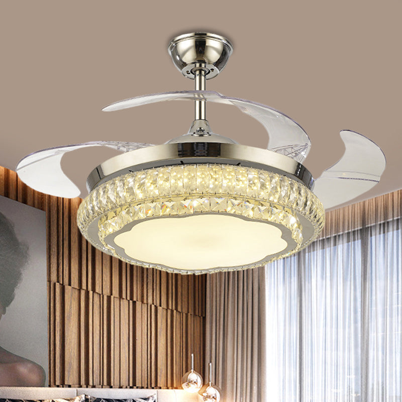 Crystal Block Round Ceiling Fan Lamp Simple 19