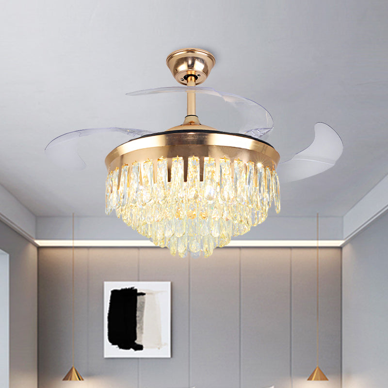 Cascading Ceiling Fan Lighting Simple Crystal Rectangle Great Room 19