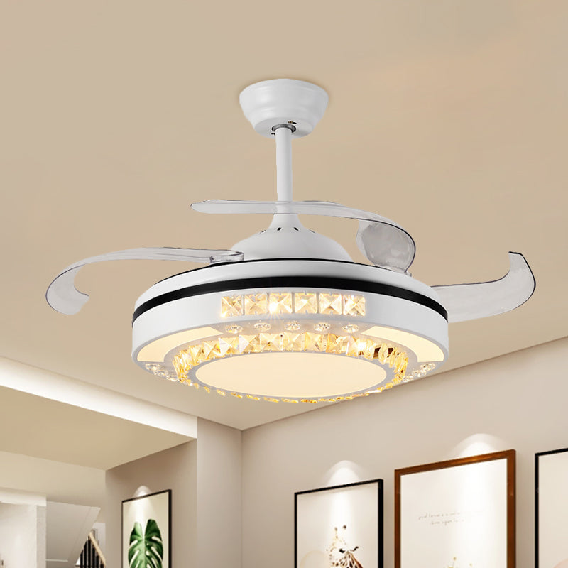 Hand-Cut Crystal Round Semi Flush Mount Modern 19