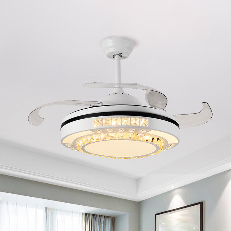 Hand-Cut Crystal Round Semi Flush Mount Modern 19