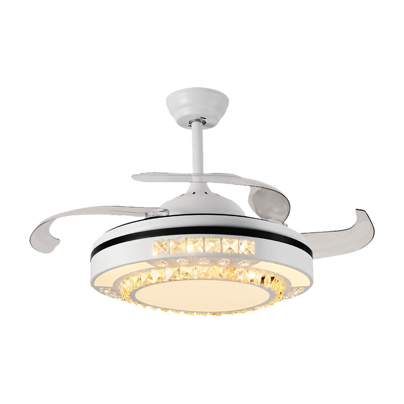 Hand-Cut Crystal Round Semi Flush Mount Modern 19