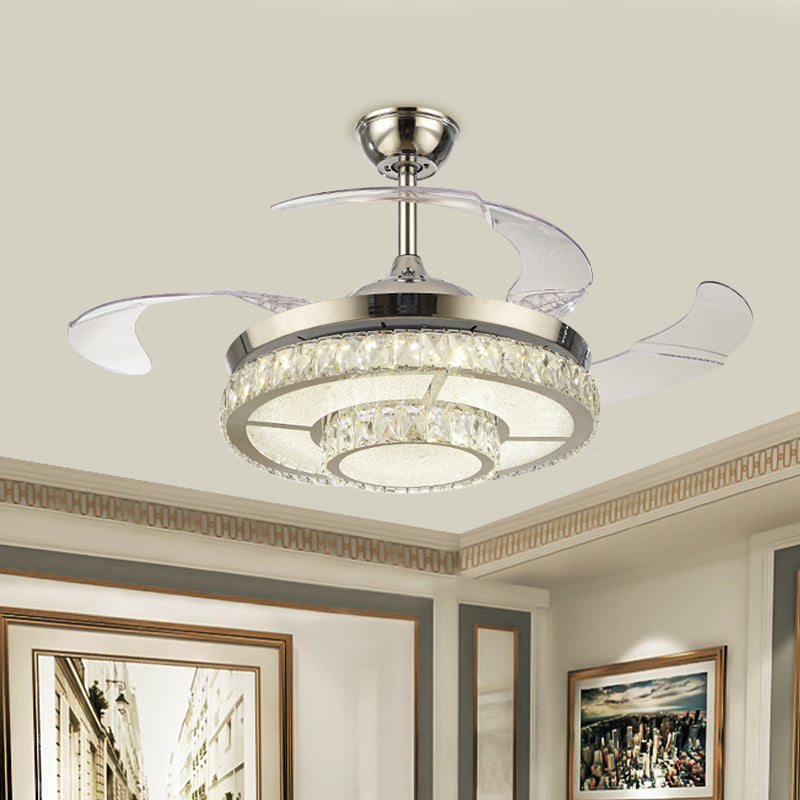 Crystal Block Circular Semi Flush Light Simple 19