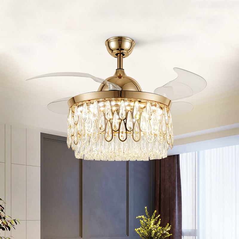 Tiered Crystal Ceiling Fan Light Modern 19