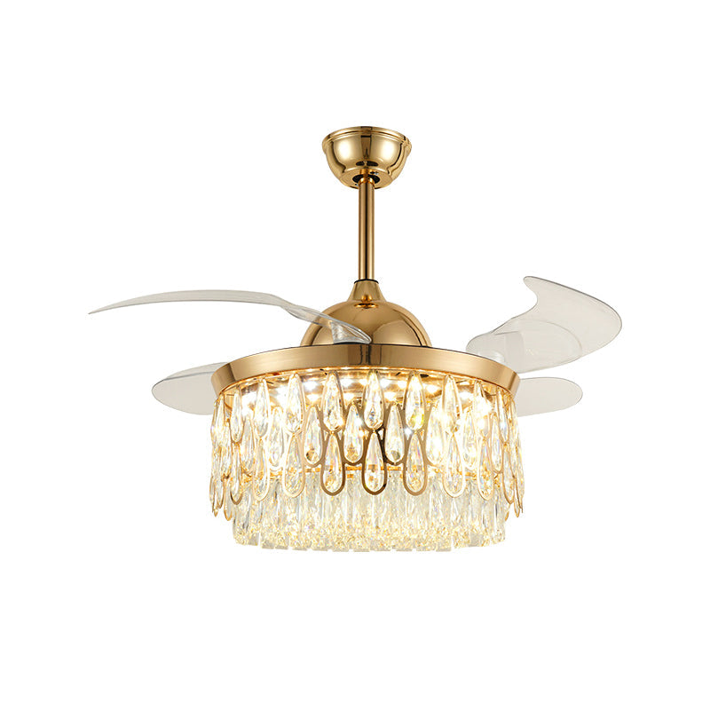 Tiered Crystal Ceiling Fan Light Modern 19