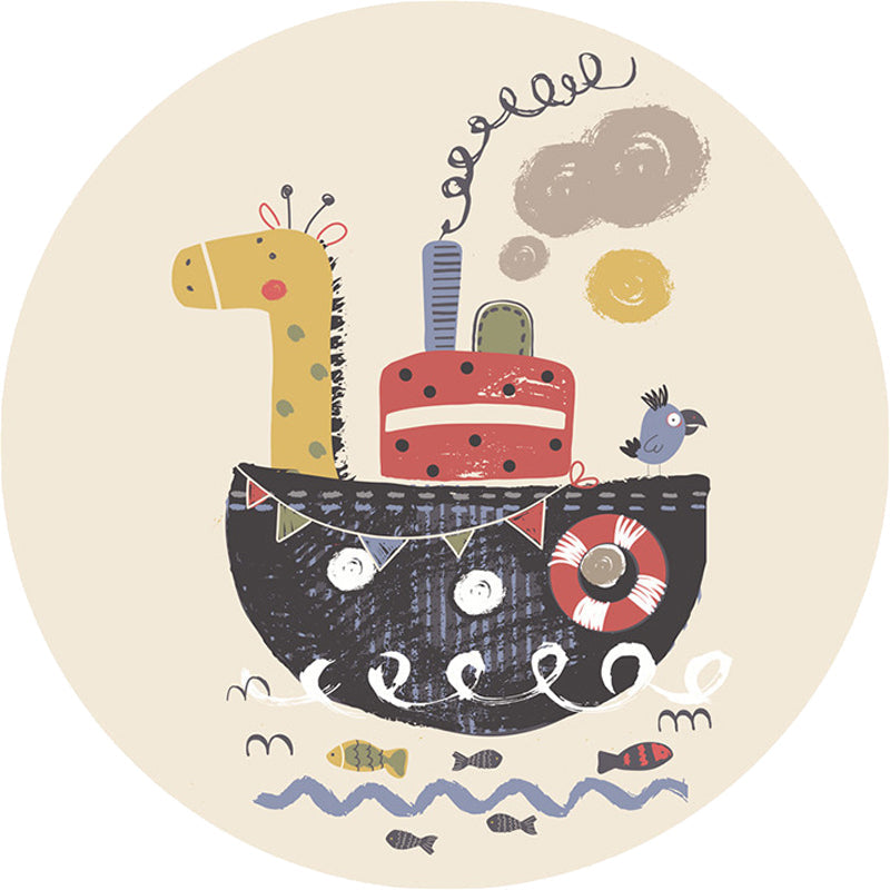 Kids Ship Pattern Rug Beige and Orange Polyester Rug Washable Pet Friendly Non-Slip Area Rug for Child's Bedroom Clearhalo 'Area Rug' 'Rug' 1725547