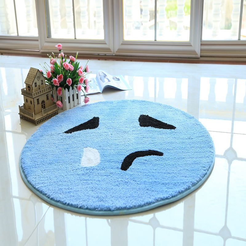 Cute Expression Pattern Rug Yellow and Green Kids Rug Polyester Pet Friendly Washable Area Rug for Nursery Blue Clearhalo 'Area Rug' 'Rug' 1726161