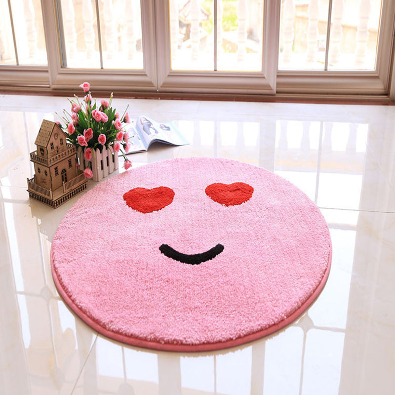 Cute Expression Pattern Rug Yellow and Green Kids Rug Polyester Pet Friendly Washable Area Rug for Nursery Pink Clearhalo 'Area Rug' 'Rug' 1726162