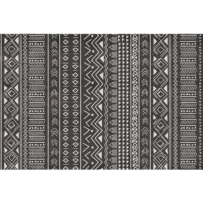 Stylish Tribal Geometric Pattern Rug with Stripe Grey Bohemian Rug Polyester Pet Friendly Non-Slip Backing Washable Area Rug for Living Room Clearhalo 'Area Rug' 'Bohemian' 'Rugs' Rug' 1726204